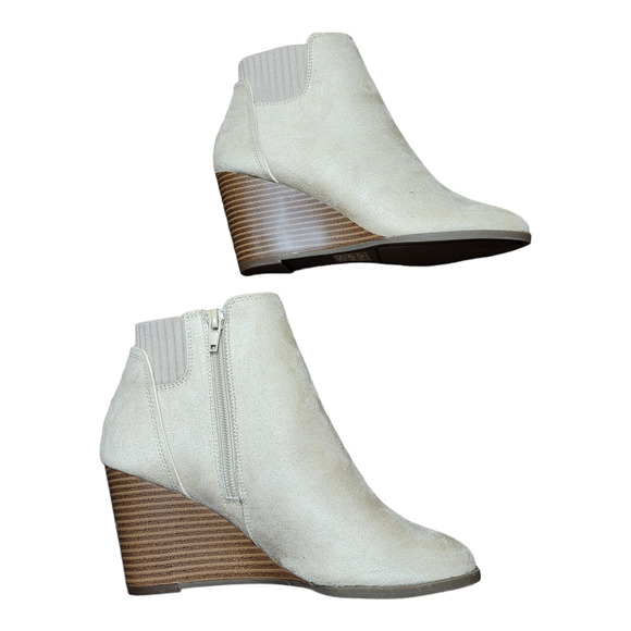 Market & Spruce Tan Faux Suede Chunky Ankle Boots Size 8.5 Neutral Minimalist - Picture 9 of 10